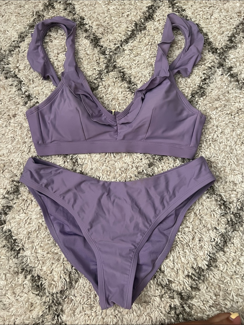 Women’s Lavender Ruffle-Trim Bikini Set